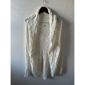 Anthropologie Knitted & Knotted Cream Cable Knit Open Cardigan Sweater Cozycore